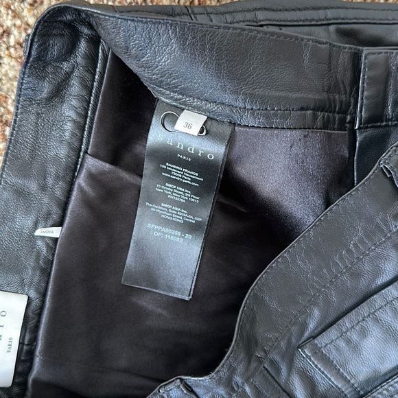 NWOT Sandro Five Pocket Leather Pant Black Size 36 - Picture 6 of 12